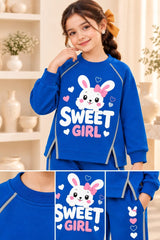 Girls Royal Blue Sweet Girl Bunny Print Tracksuit