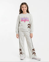 Grey "You Are Beautiful" Fleece-Lined Tracksuit for Girls