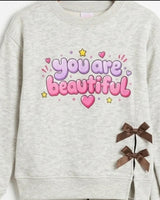 Grey "You Are Beautiful" Fleece-Lined Tracksuit for Girls
