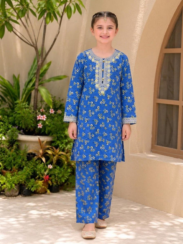 Gulbahar Floral 2-Piece Suit - Blue